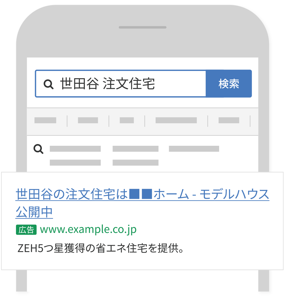 スマホでの検索連動型広告の表示例